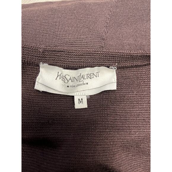 YVES SAINT LAURENT RIVE GAUCHE Burgundy Wool V-neck Long Sleeve Wrap Sweater M - Picture 3 of 4